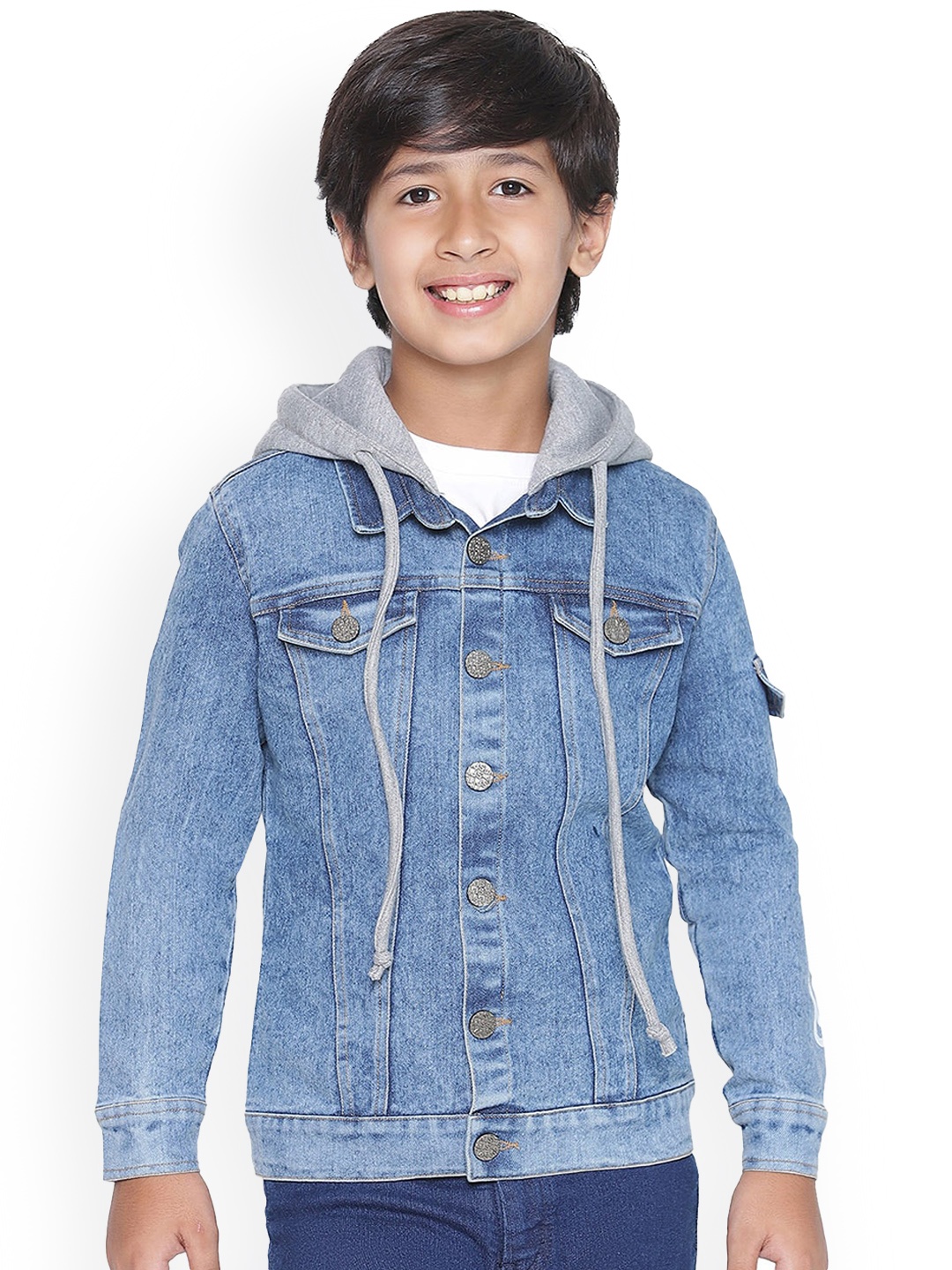 

SPYBY Boys Washed Hooded Denim Jacket, Blue