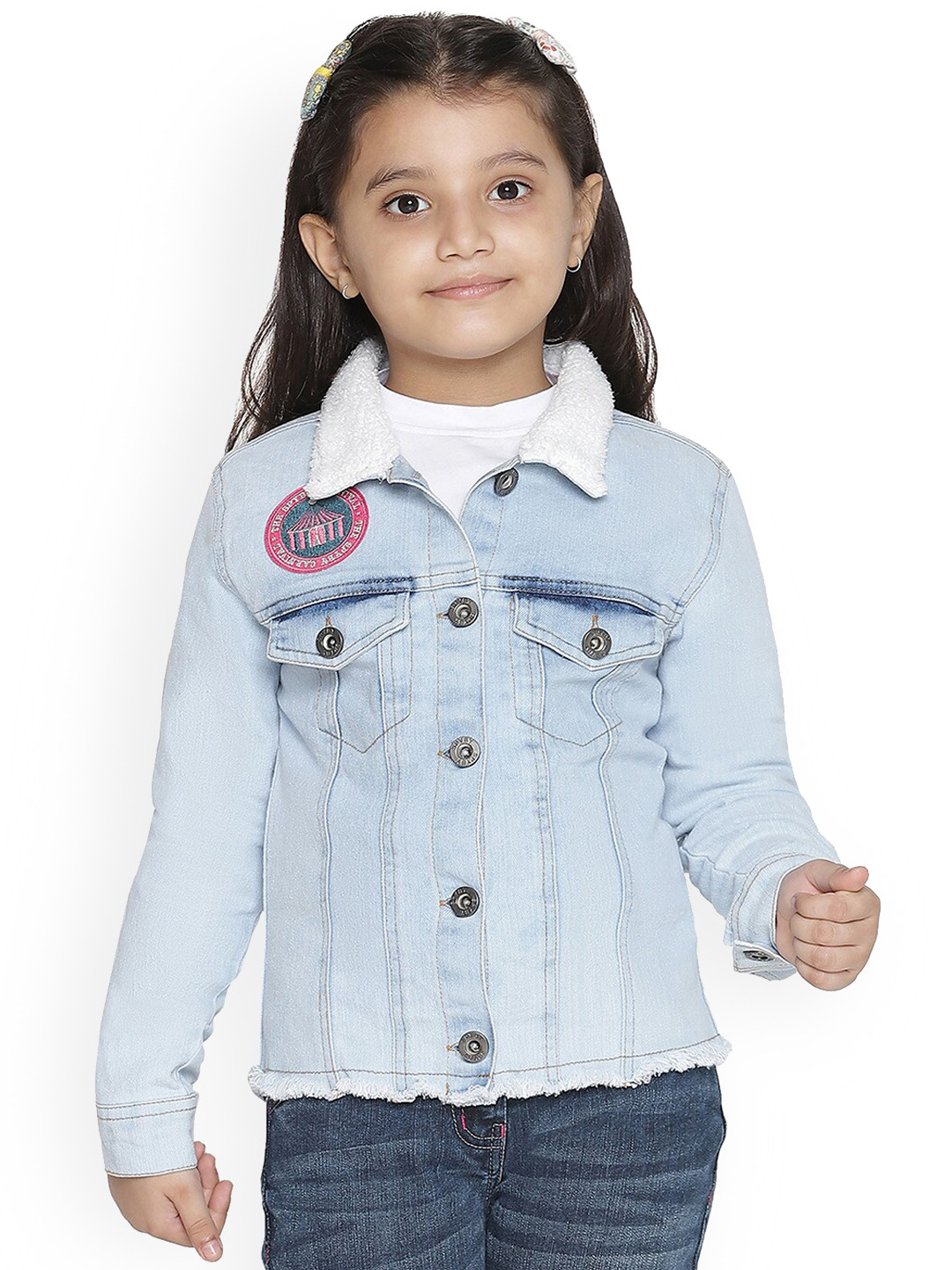 

SPYBY Girls Washed Crop Denim Jacket, Blue