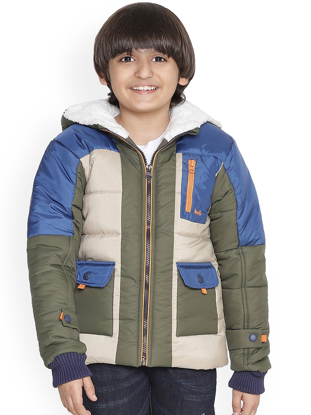 

SPYBY Boys Colourblocked Puffer Jacket, Blue