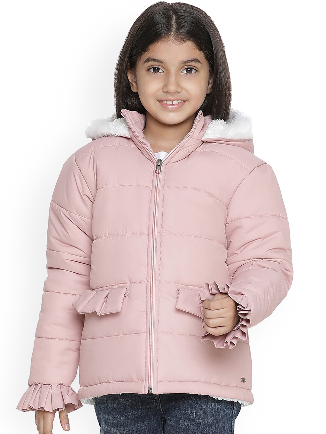

SPYBY Girls Hooded Puffer Jacket, Pink