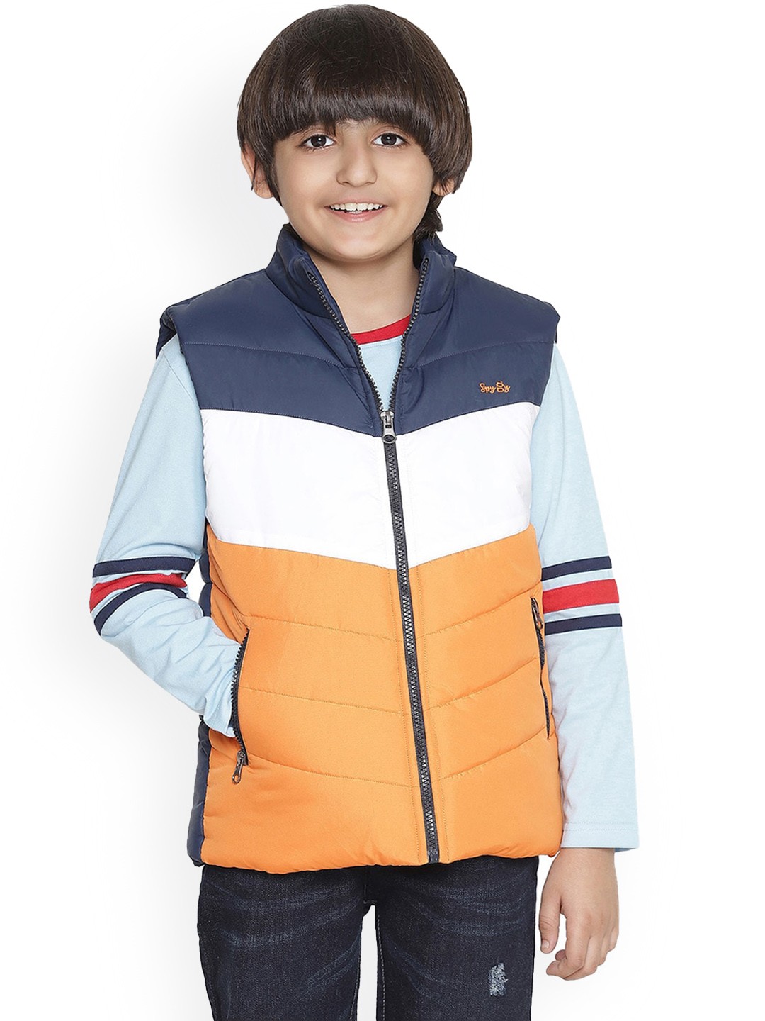 

SPYBY Boys Colourblocked Puffer Jacket, Grey