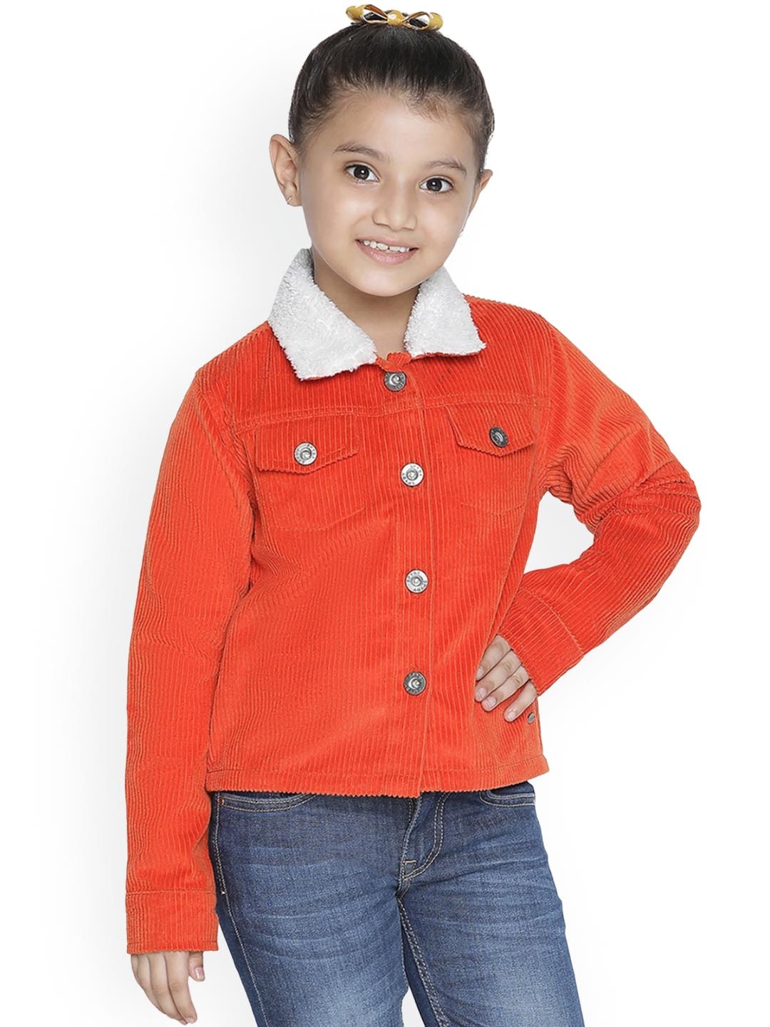 

SPYBY Girls Crop Denim Jacket, Orange