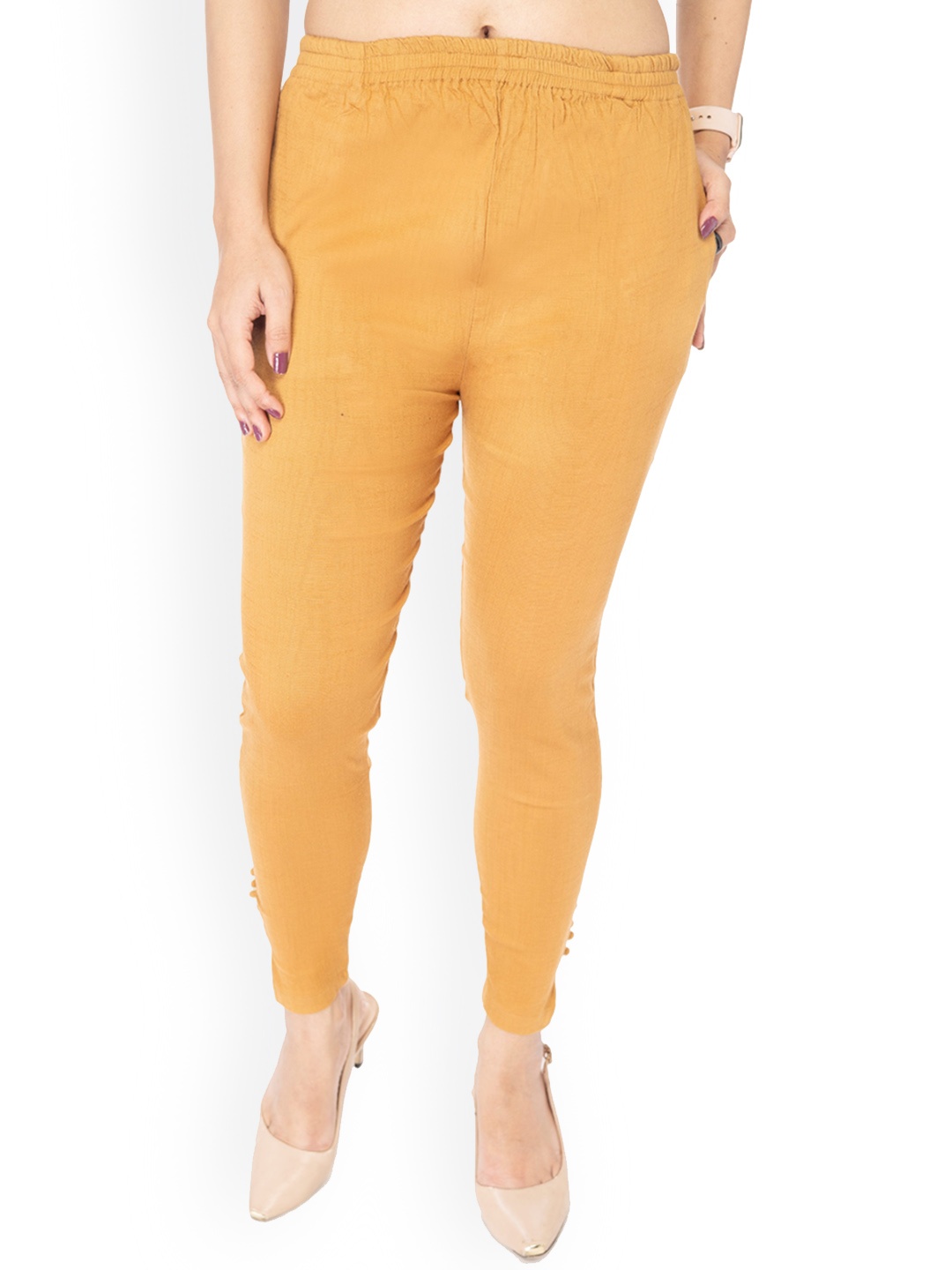 

Comfy Pro Women Mid Rise Regular Fit Smart Cigarette Trousers, Beige