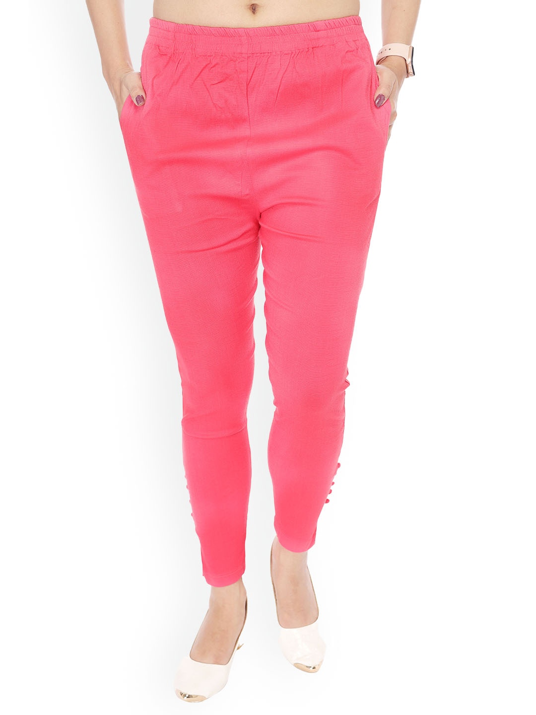 

Comfy Pro Women Smart Mid-Rise Cigarette Trouser, Pink