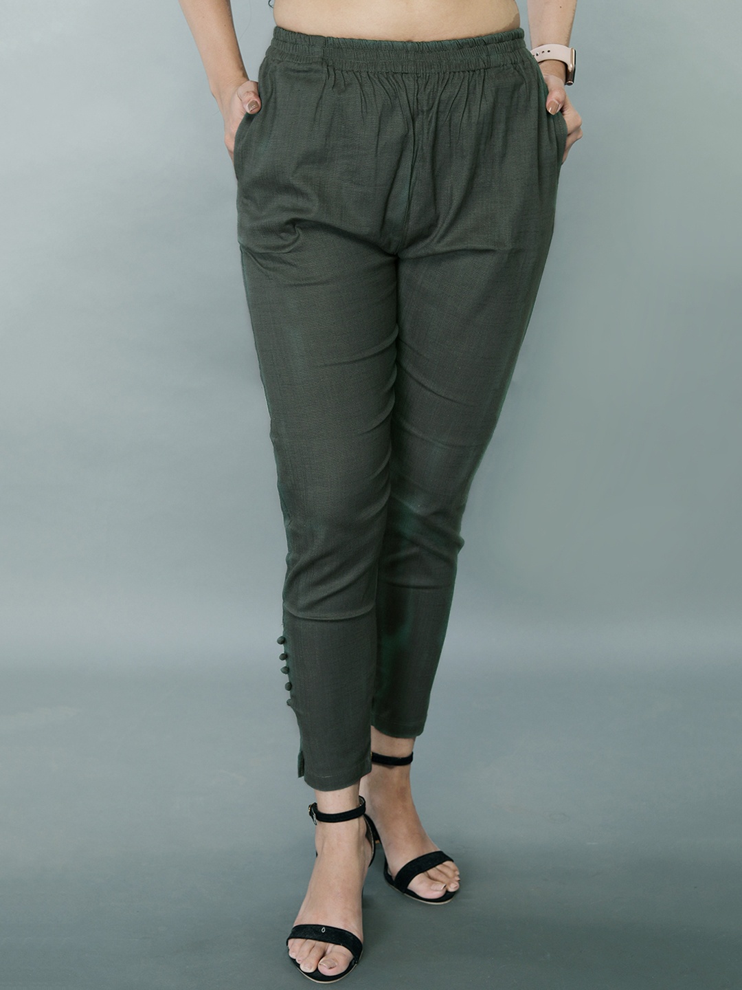 

Comfy Pro Women Smart Mid-Rise Cigarette Trouser, Grey