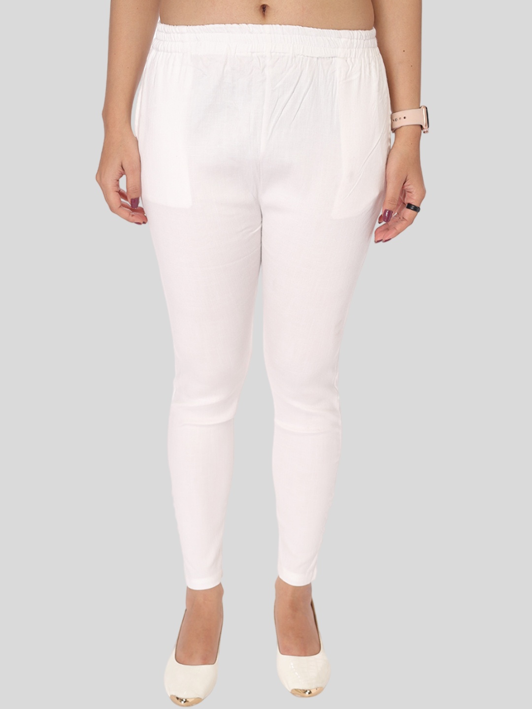 

Comfy Pro Women Mid Rose Regular Fit Smart Chinos Trousers, White