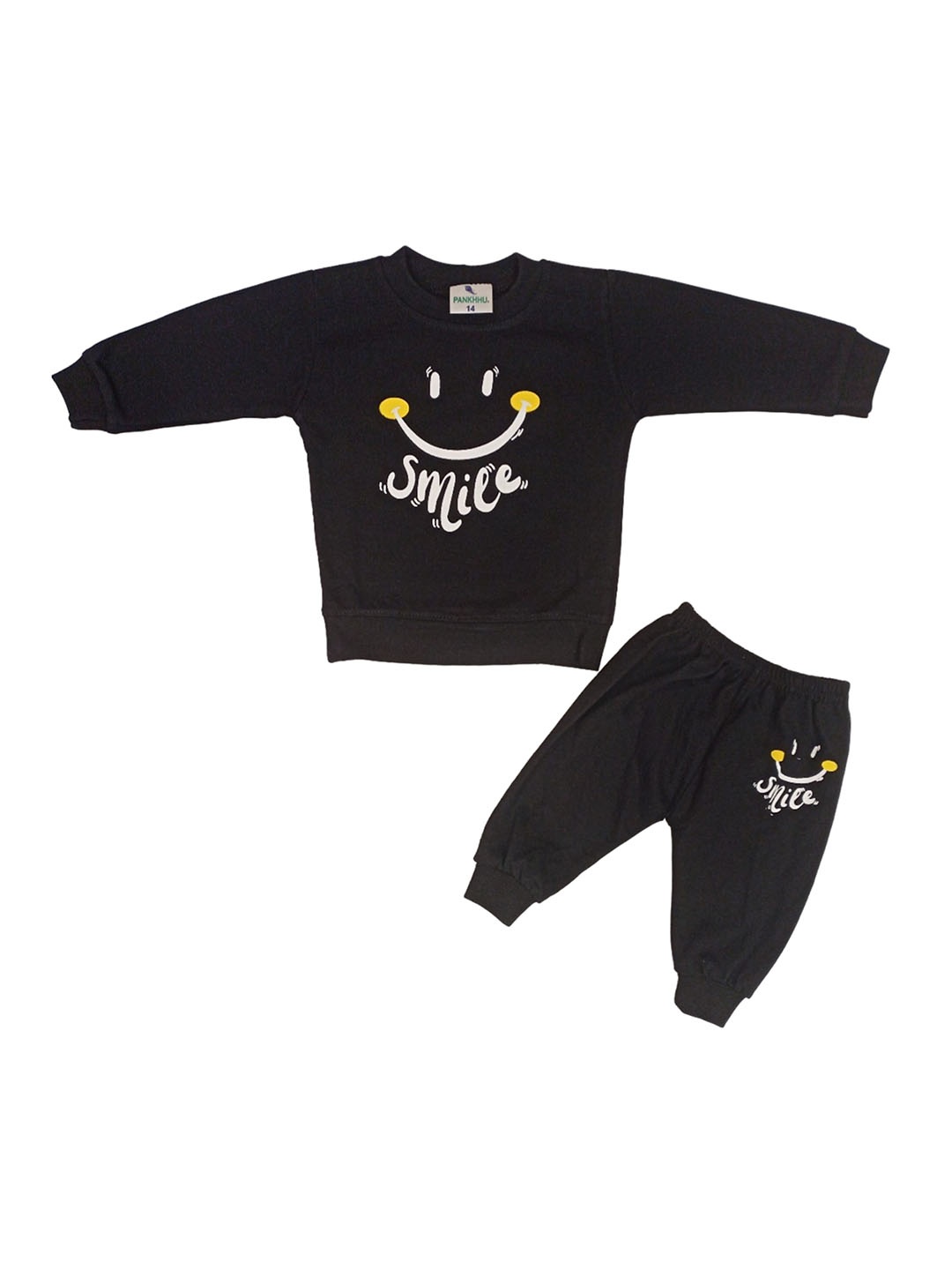 

Pankhu Kids Printed T-shirt with Pyjamas, Black