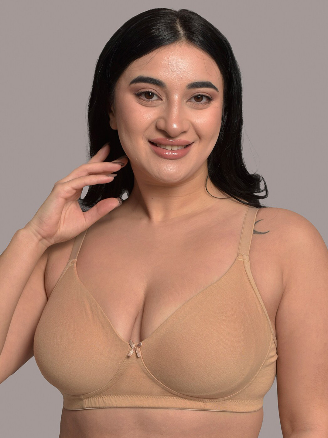 

Inner Sense Plus Size Non Padded Anti Odour T-shirt Bra With Anti Microbial, Beige