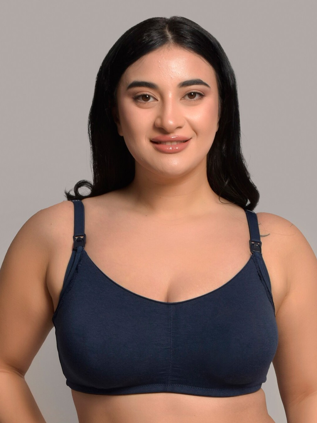 

Inner Sense Plus Size Removable Padded Anti Odour Anti Microbial Maternity Bra, Navy blue