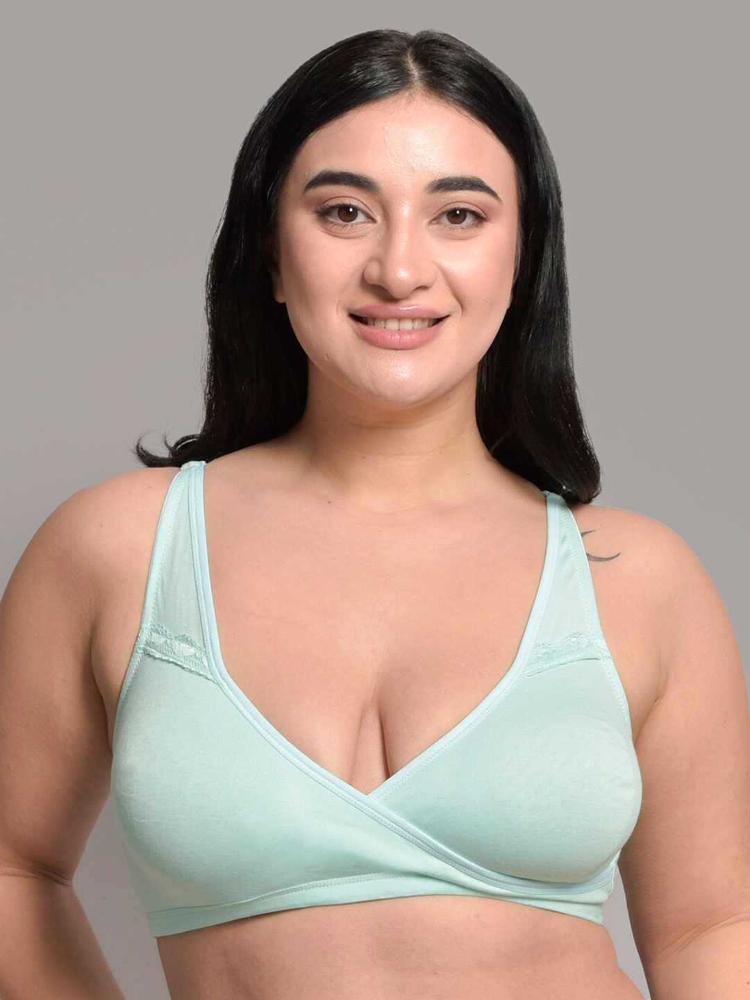 

Inner Sense Plus Size Non-Wired Non Padded Anti Odour Anti Microbial Maternity Bra, Blue