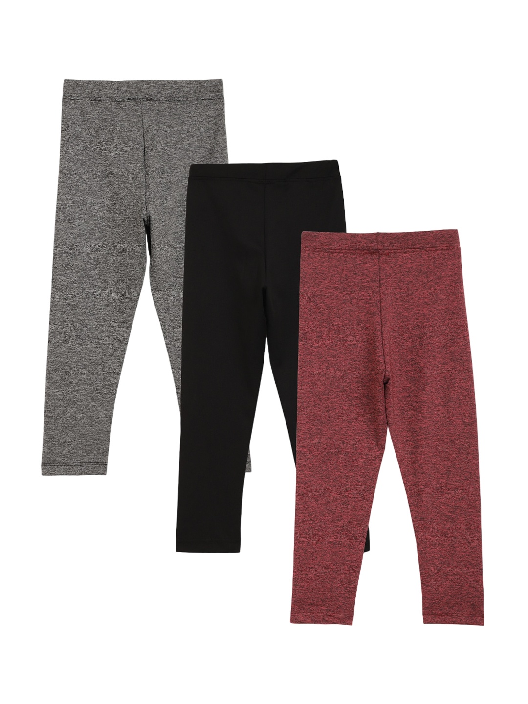 

Anthrilo Girls Pack Of 3 Cotton Ankle Length Leggings, Maroon
