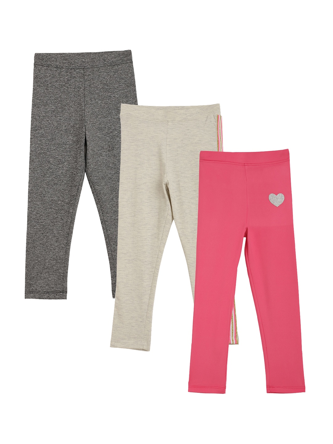 

Anthrilo Girls Pack Of 3 Cotton Ankle-Length Leggings, Pink