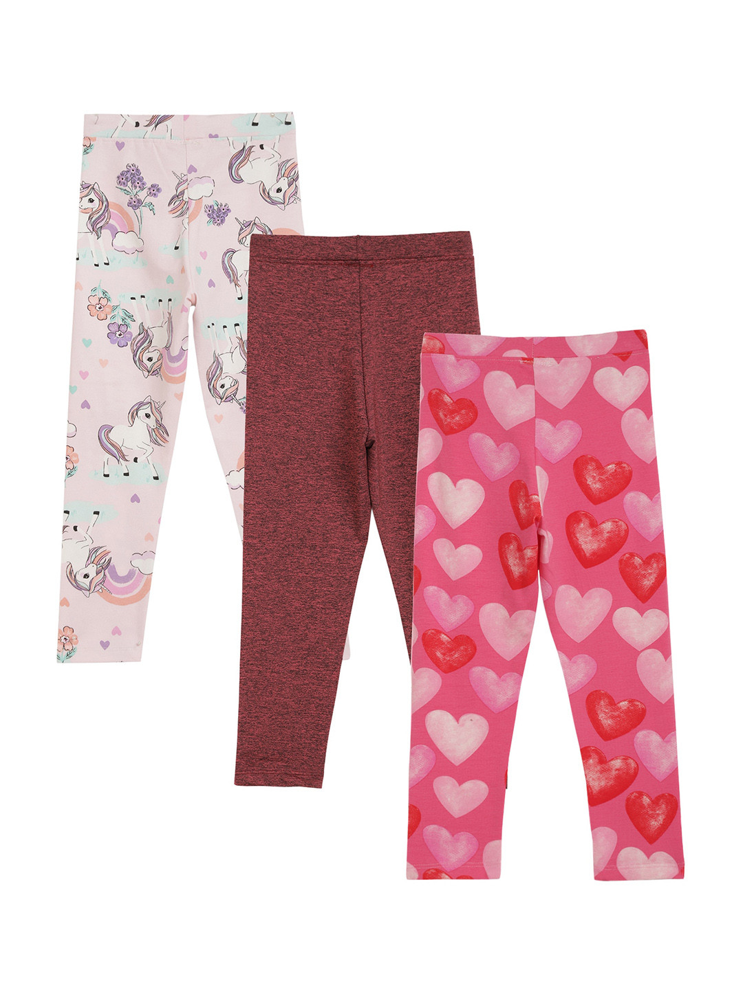 

Anthrilo Infant Girls Pack Of 3 Printed Cotton Leggings, Pink