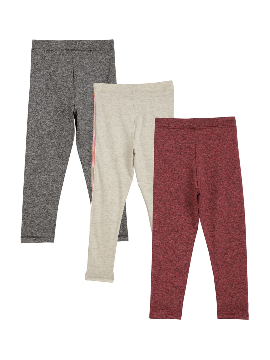

Anthrilo Girls Pack Of 3 Cotton Ankle-Length Leggings, Grey