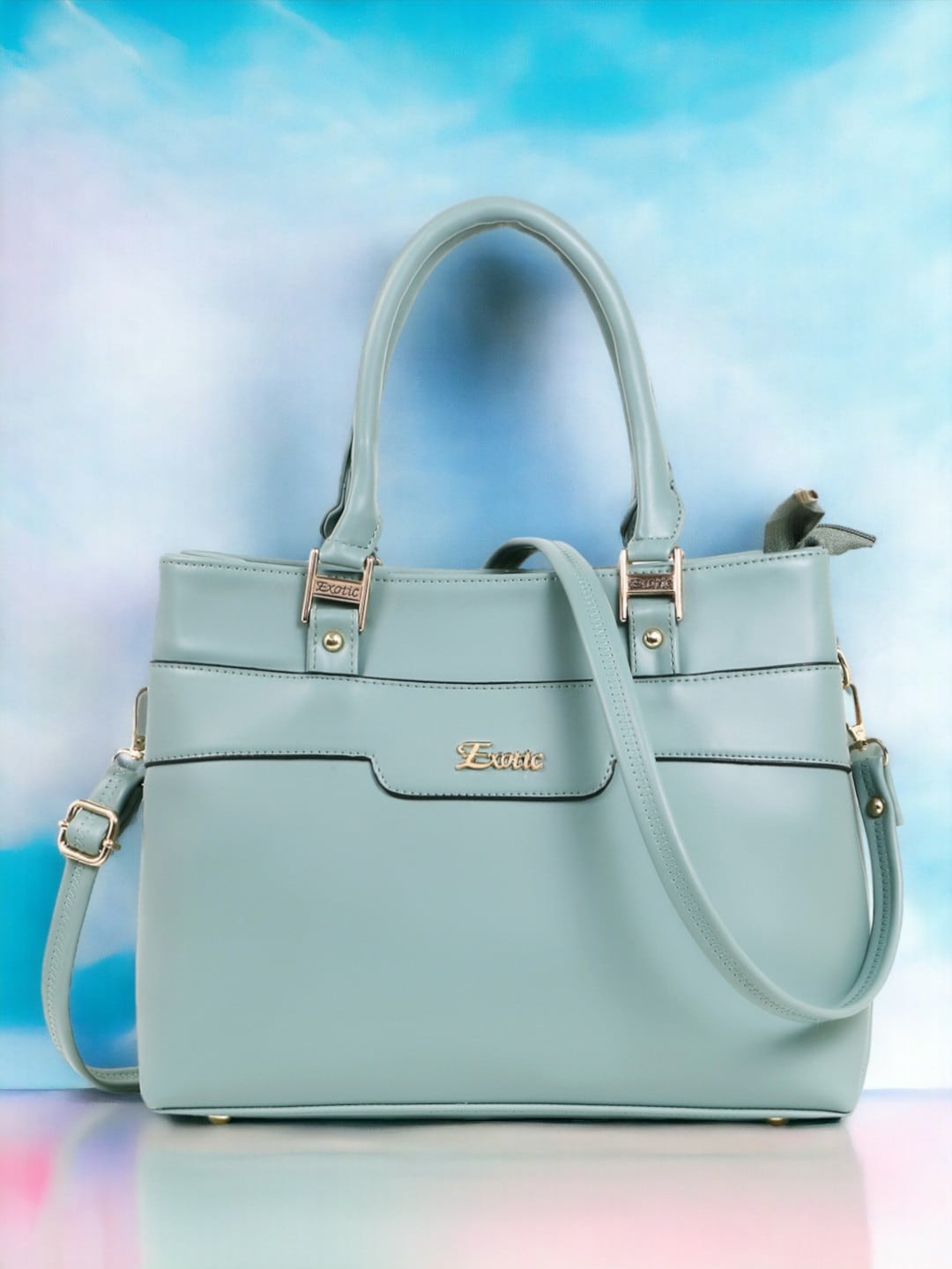 

Exotic Structured Handheld Bag, Green