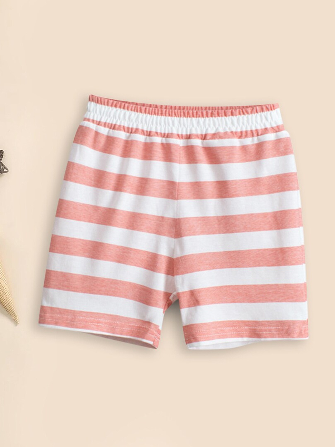 

INCLUD Boys Striped Mid-Rise Cotton Shorts, Red