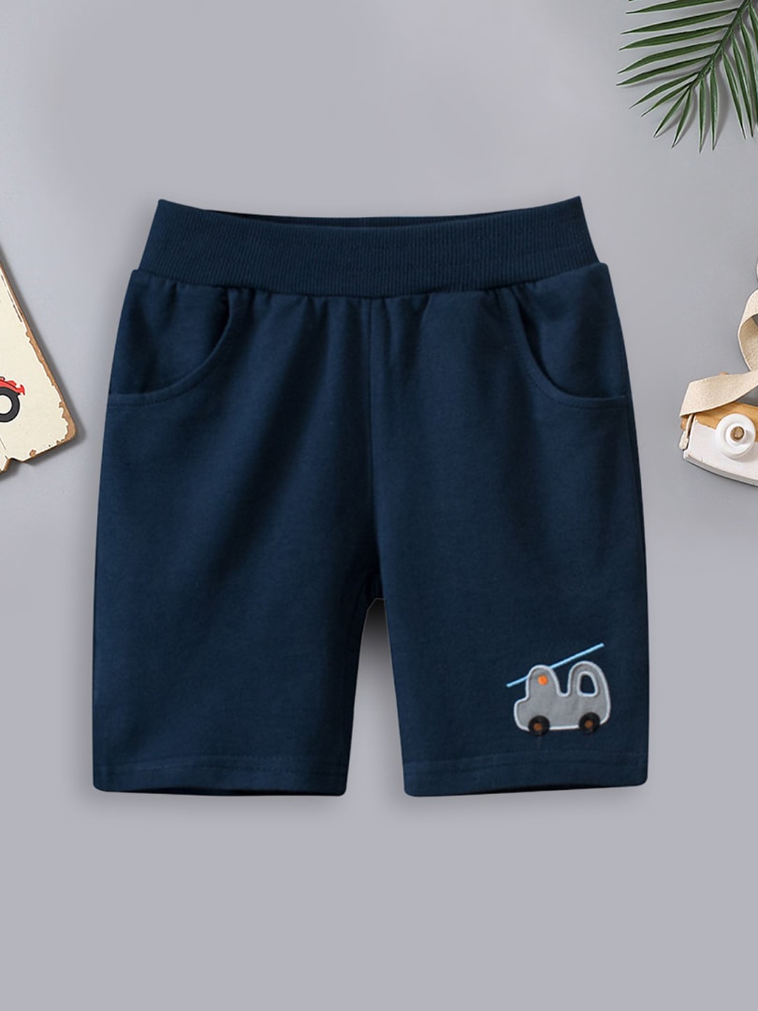 

INCLUD Boys Mid Rise Cotton Shorts, Blue