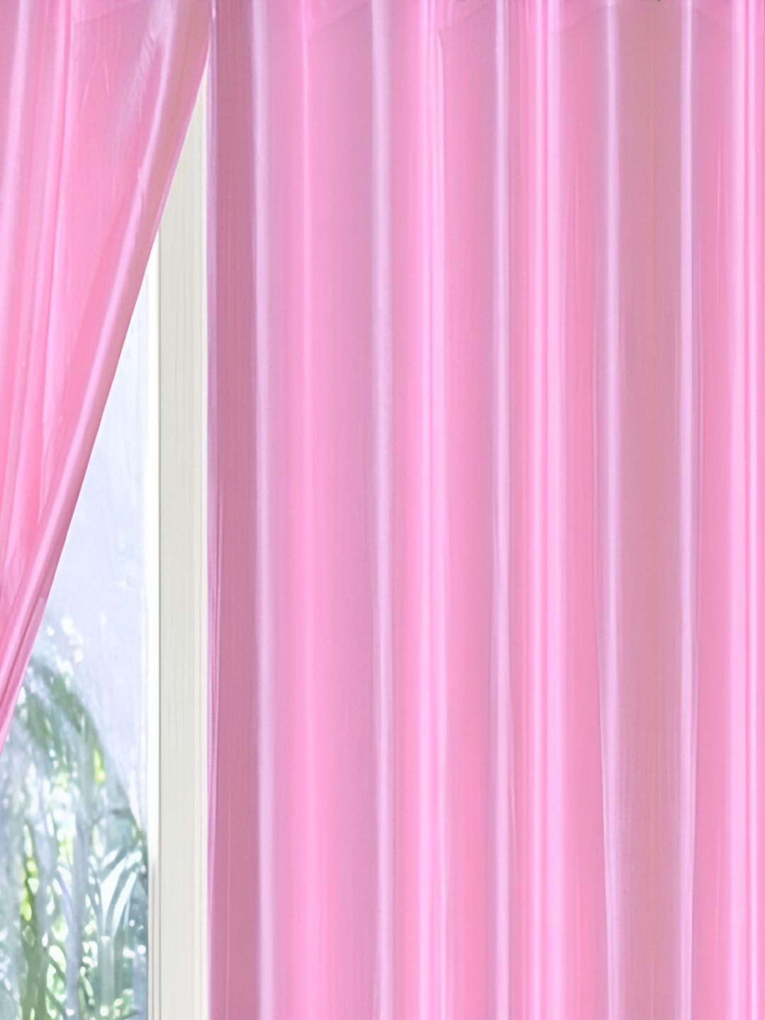 

Panipat Textile Hub Pink 2 Pieces Window Curtains