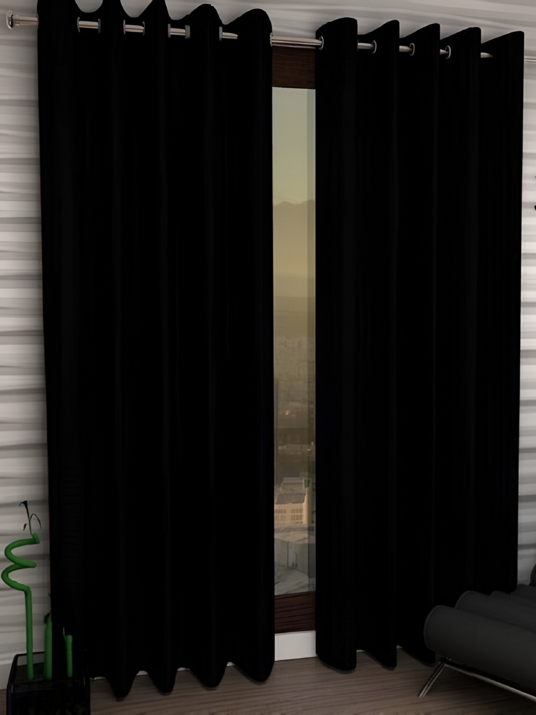 

Panipat Textile Hub Black 2 Pieces Door Curtains
