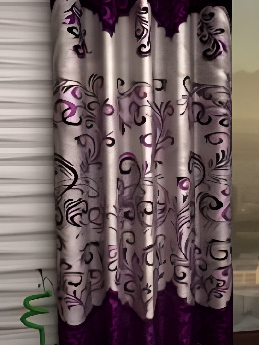 

Panipat Textile Hub Purple & Beige Floral Printed Eyelet Long Door Curtains
