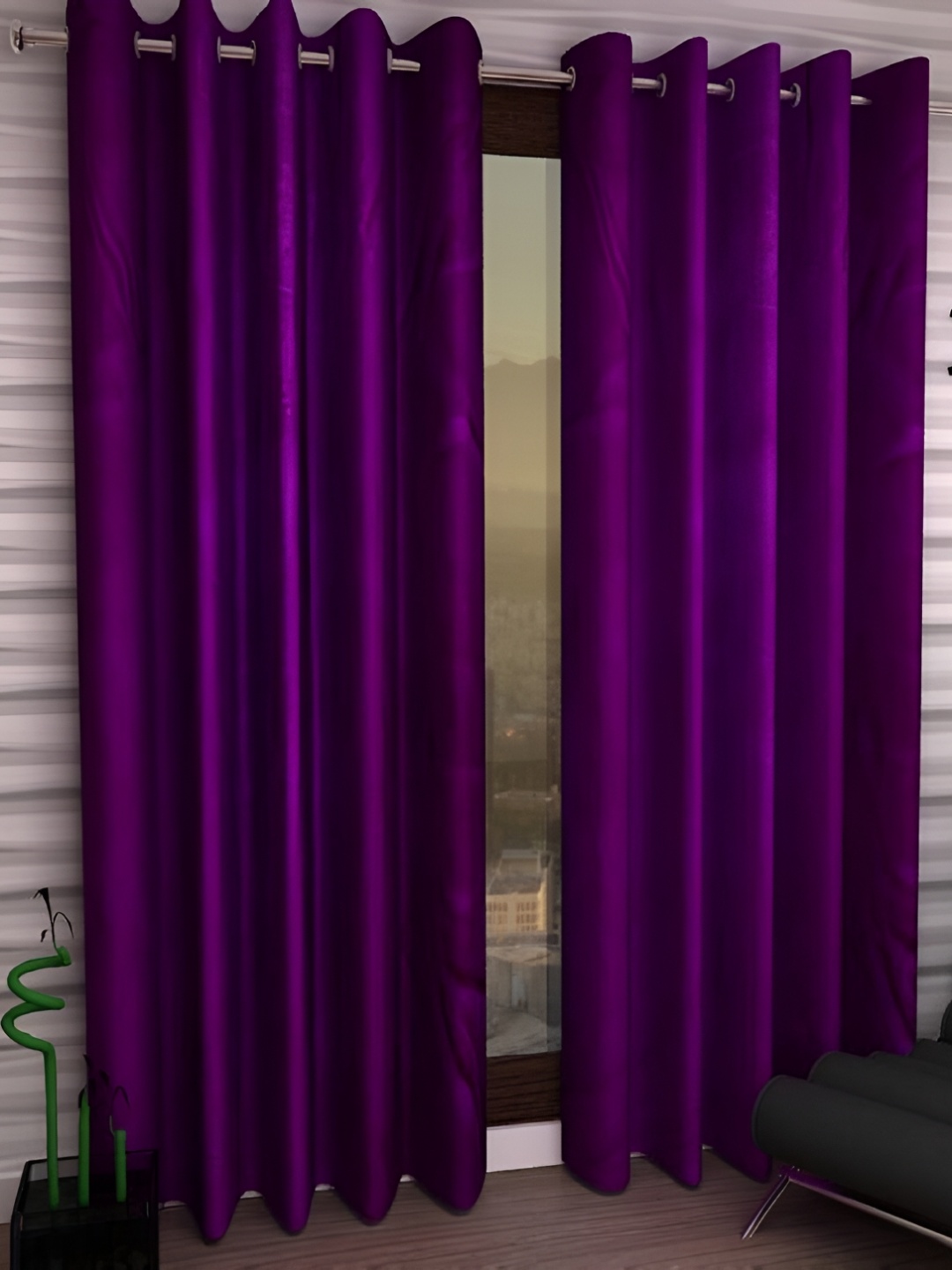 

Panipat Textile Hub Purple 2 Pieces Long Door Curtains