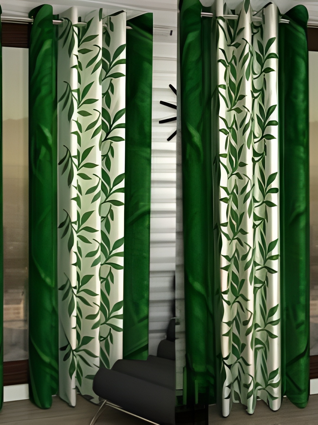 

Panipat Textile Hub Green & White 4 Pieces Floral Printed Long Door Curtains