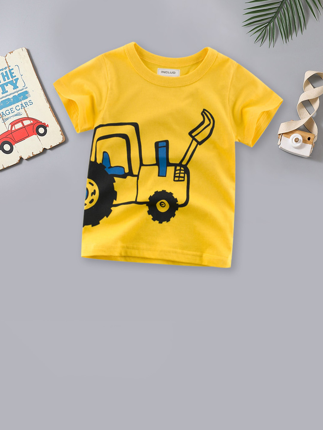 

INCLUD Boys Graphic Printed Cotton T-shirt, Gold