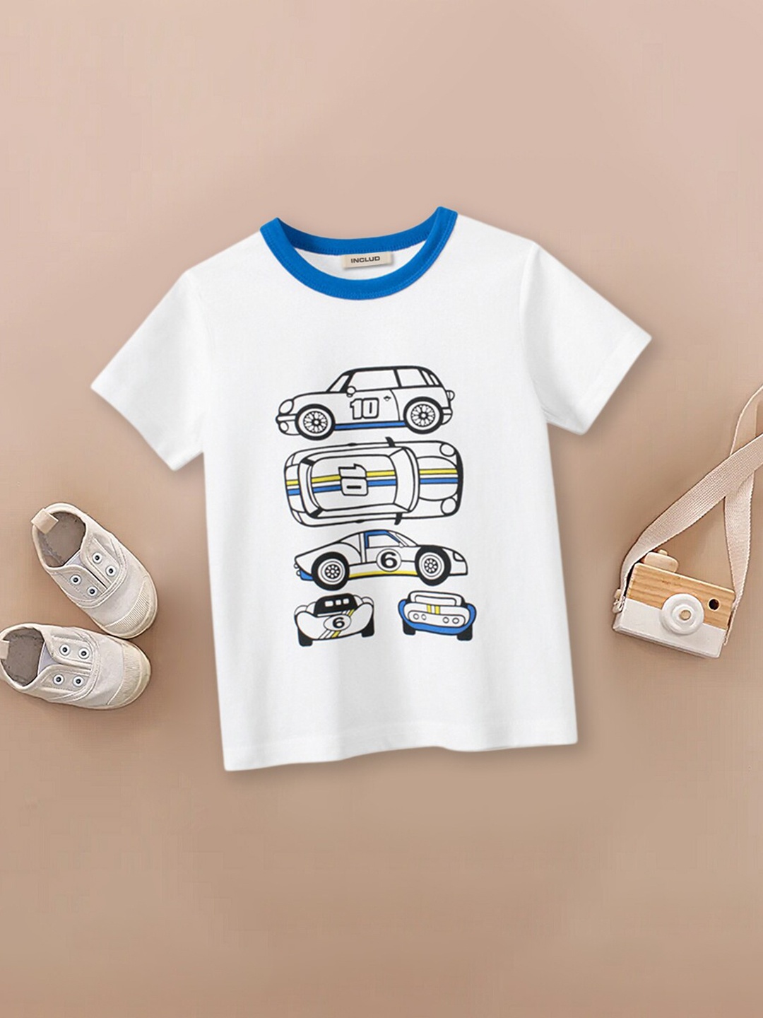 

INCLUD Boys Graphic Printed Cotton T-shirt, White