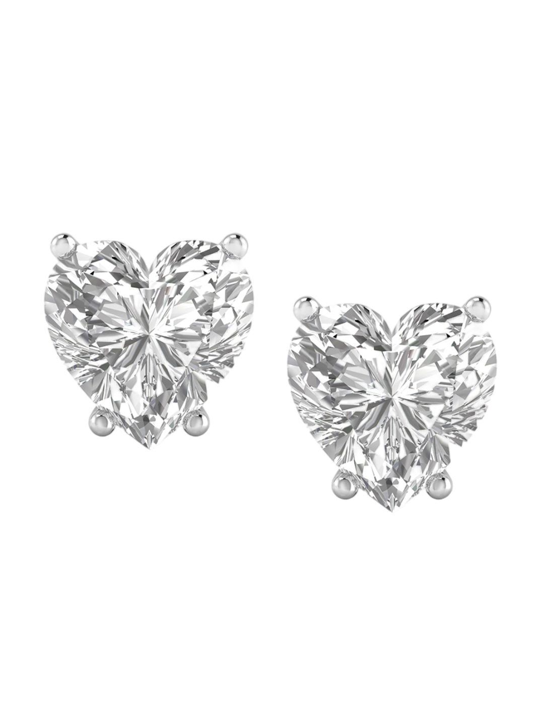 

ORIONZ Sterling Silver Heart Shaped Cubic Zirconia Studs, White