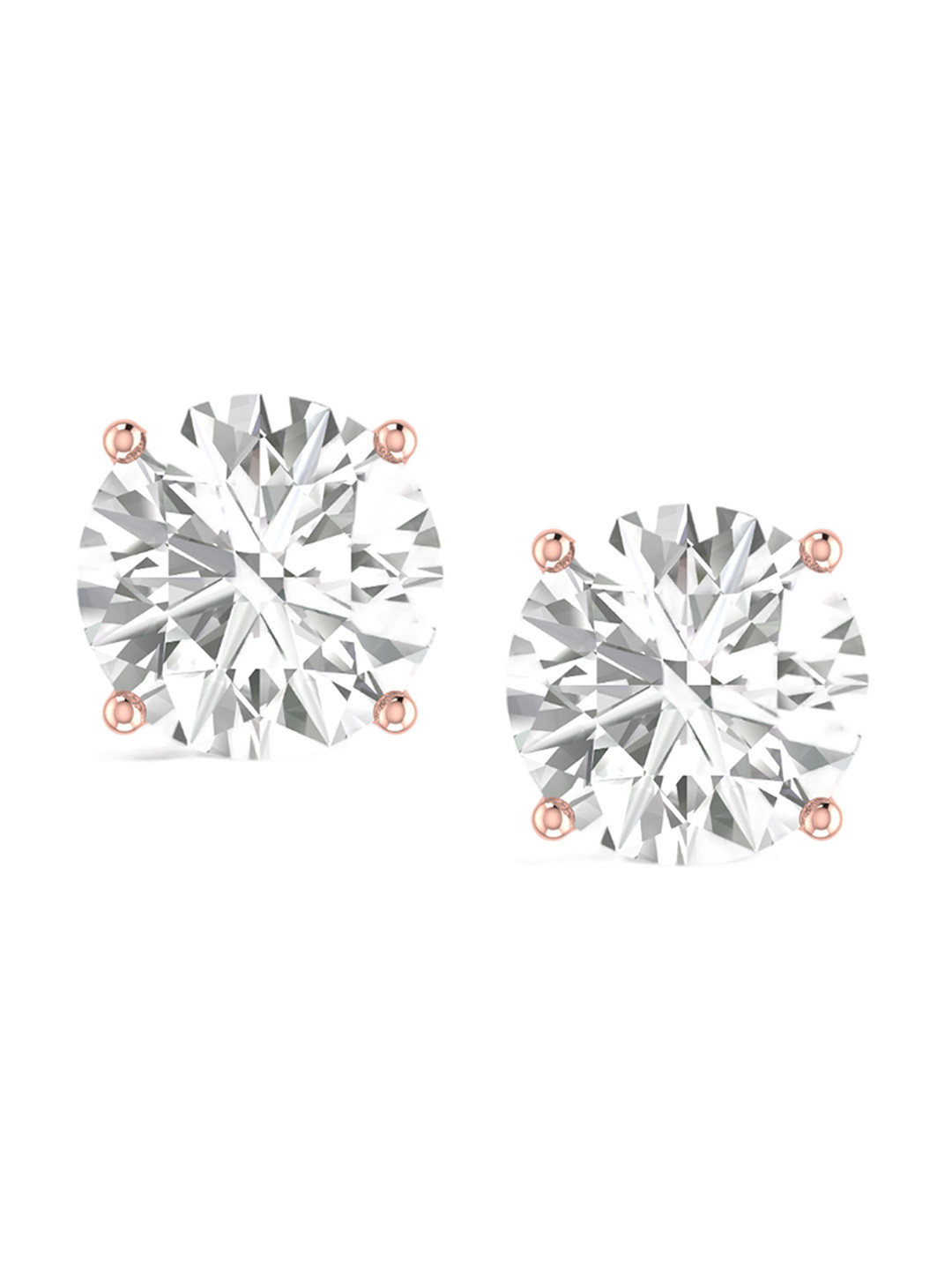 

ORIONZ Rose Gold-Plated Cubic Zirconia-Studded Sterling Silver Contemporary Studs Earrings