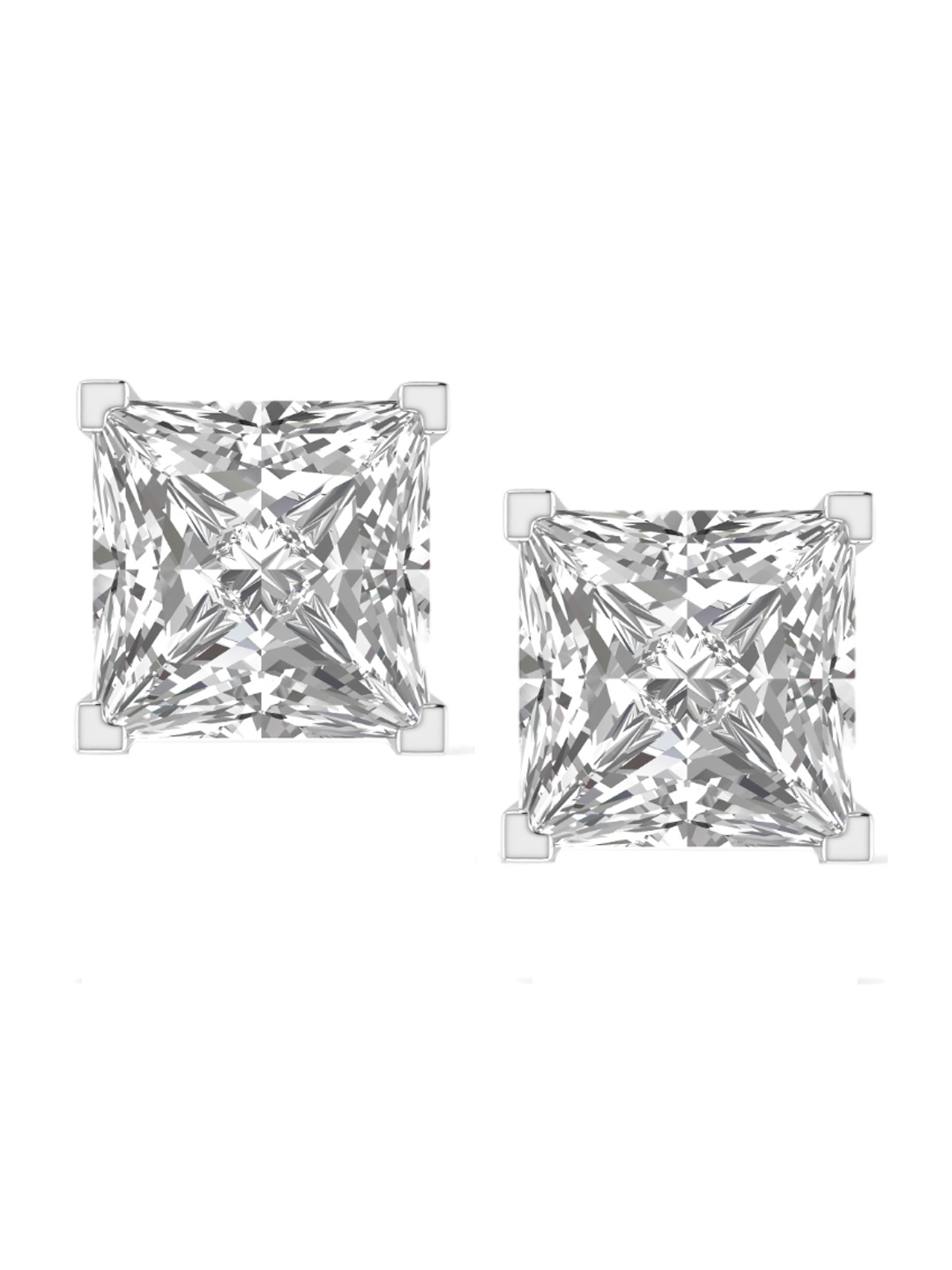 

ORIONZ Square Shaped Cubic Zirconia Studs Earrings, White