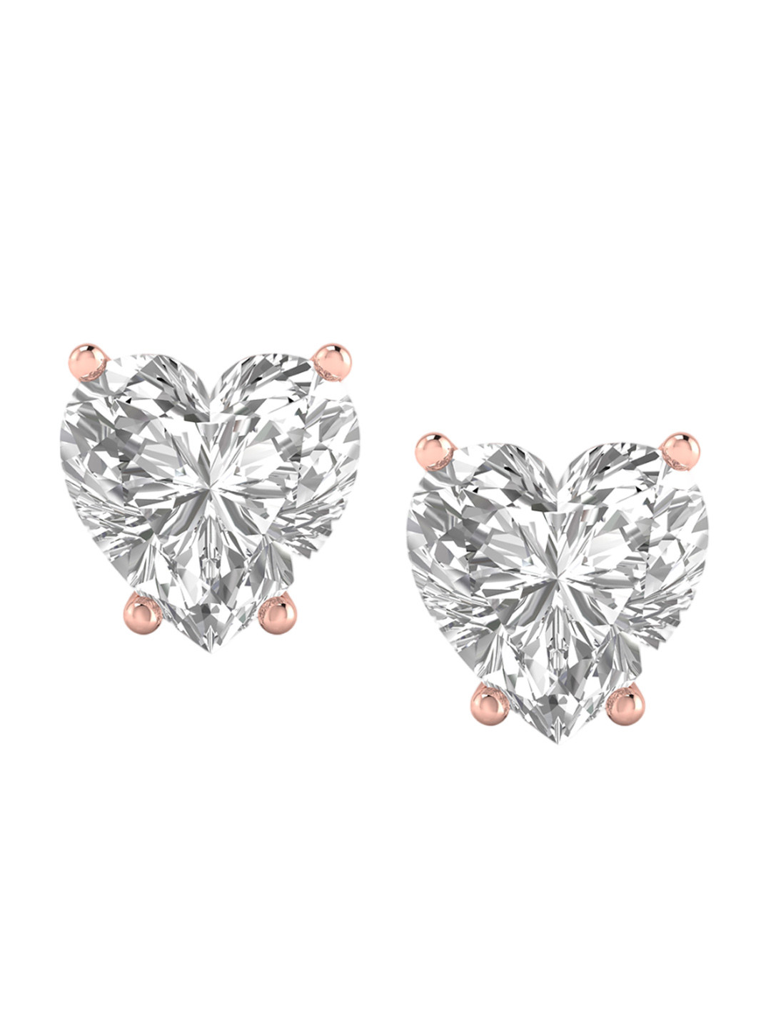 

ORIONZ Rose Gold-Plated Cubic Zirconia Heart Shaped Stud Earrings
