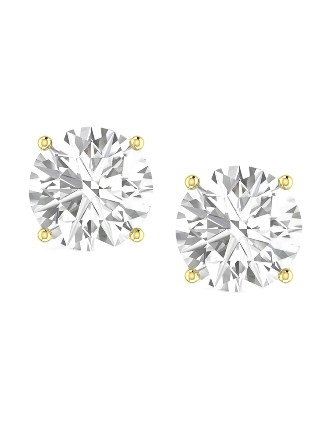 

ORIONZ Gold-Plated Cubic Zirconia-Studded Sterling Silver Contemporary Studs Earrings