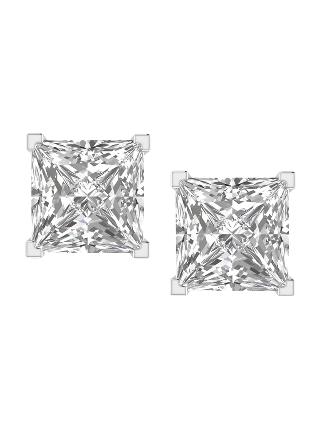 

ORIONZ Sterling Silver Square Shaped Cubic Zirconia Studs, White