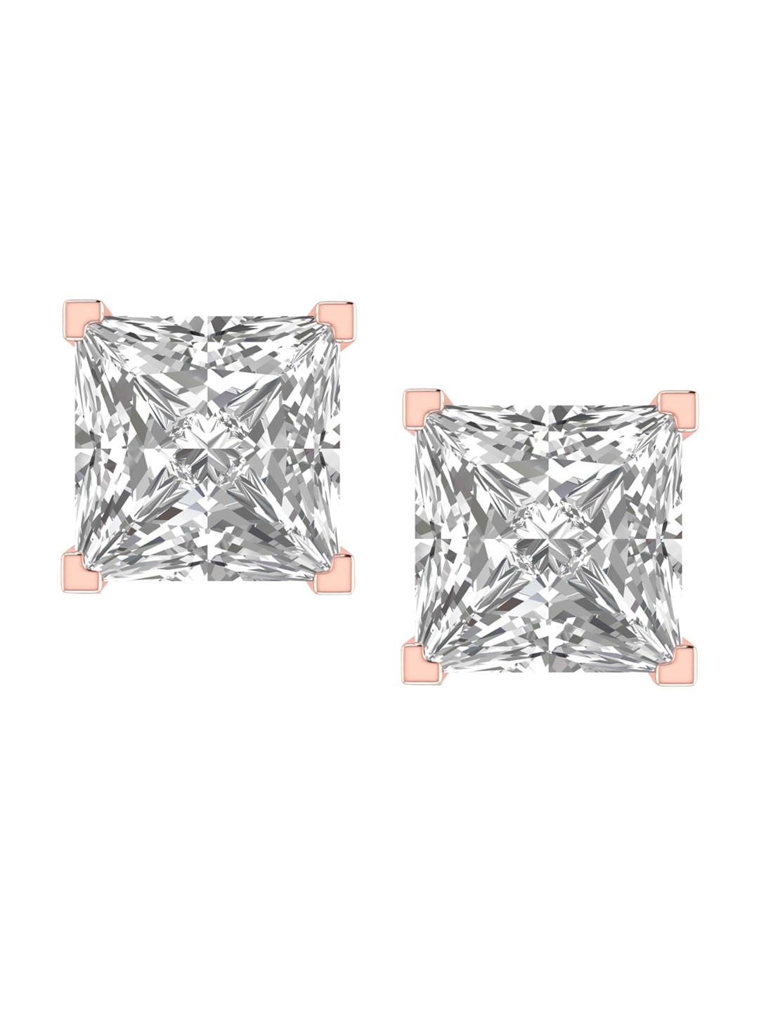 

ORIONZ Rose Gold-Plated Square Shaped Cubic Zirconia Studs Earrings