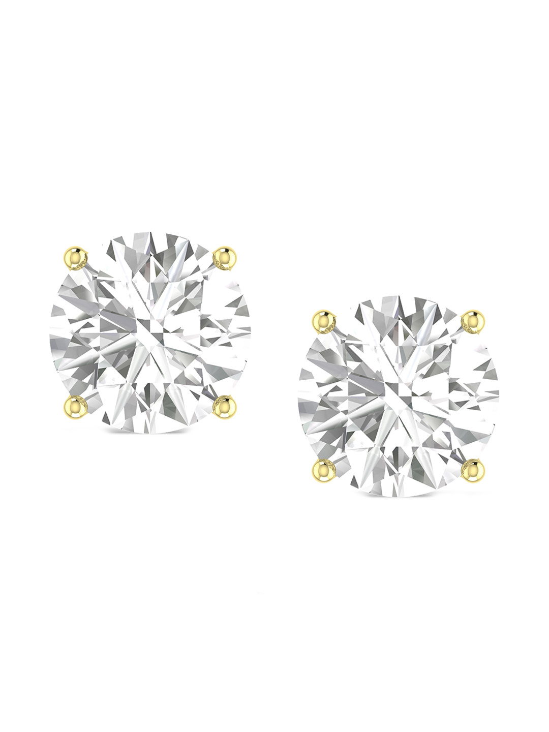 

ORIONZ Gold Plated Sterling Silver Circular Cubic Zirconia Studs, Yellow