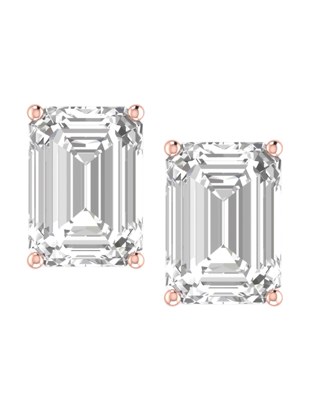 

ORIONZ Rose Gold-Plated Cubic Zirconia-Studded Sterling Silver Contemporary Studs Earrings