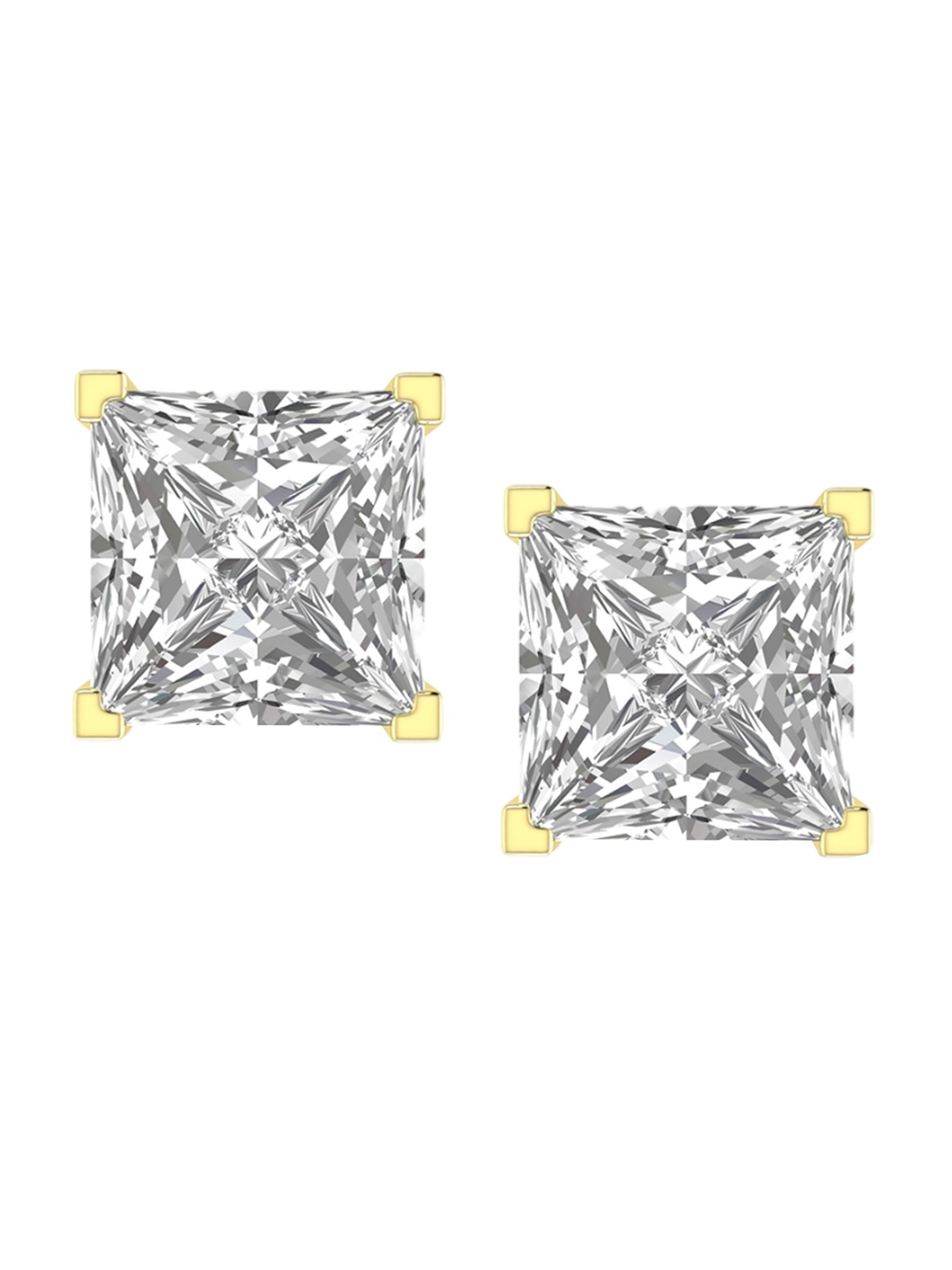 

ORIONZ Gold Plated Sterling Silver Square Shaped Cubic Zirconia Studs, Yellow