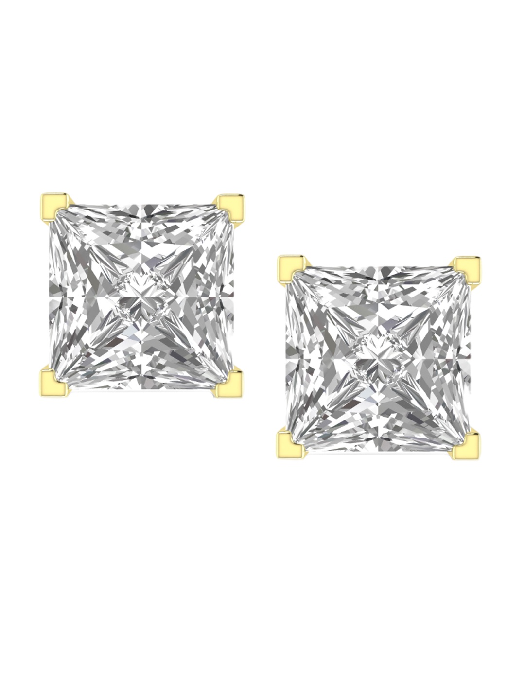 

ORIONZ 925 Sterling Silver Gold-Plated Stone-Studded Square Shaped Studs Earrings