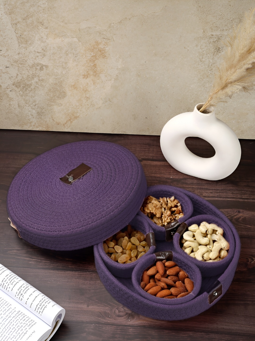 

FABINALIV Purple Cotton Fabric Multi-Utility Organisers