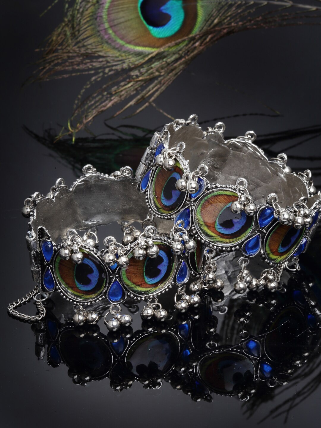 

CHUI MUI Set of 2 Silver-Plated Oxidised Ghunghroo Bangles