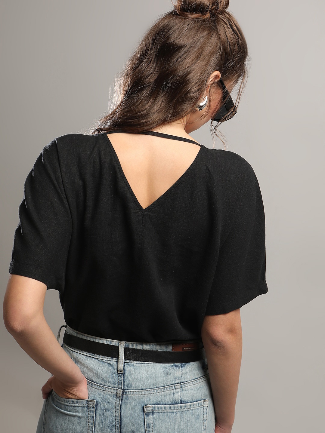 

Vero Moda V-Neck Styled Back Top, Black