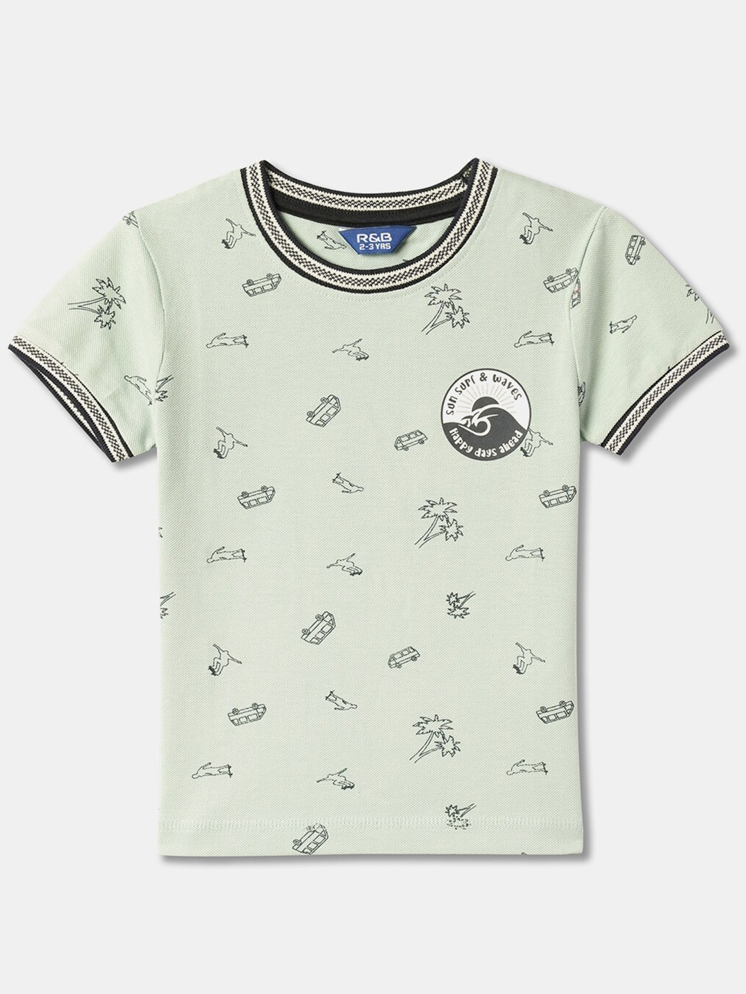 

R&B Boys Graphic Printed Relaxed Fit Cotton T-shirt, Blue