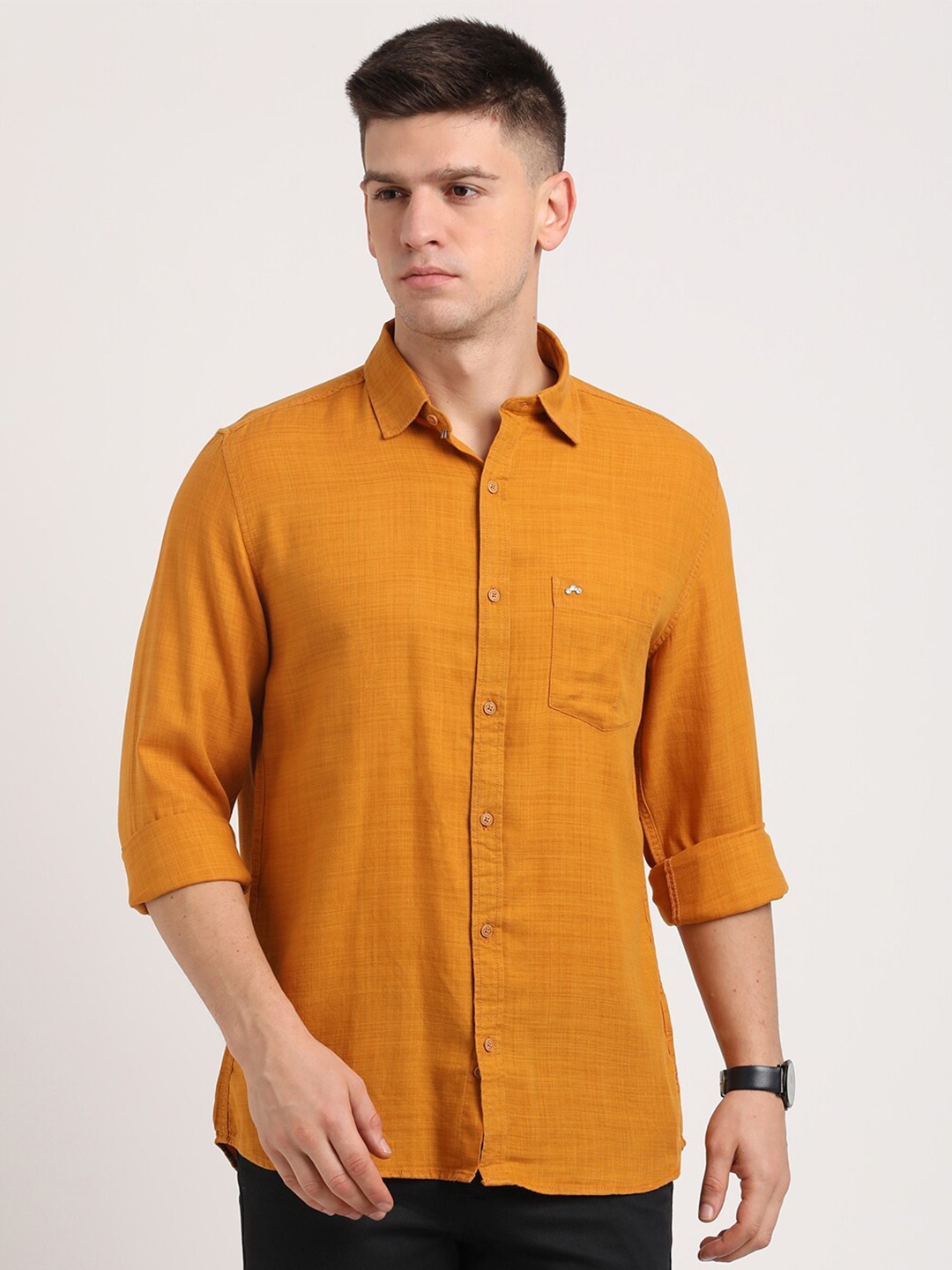 

Turtle Relaxed Slim Fit Lyocell Casual Shirt, Mustard