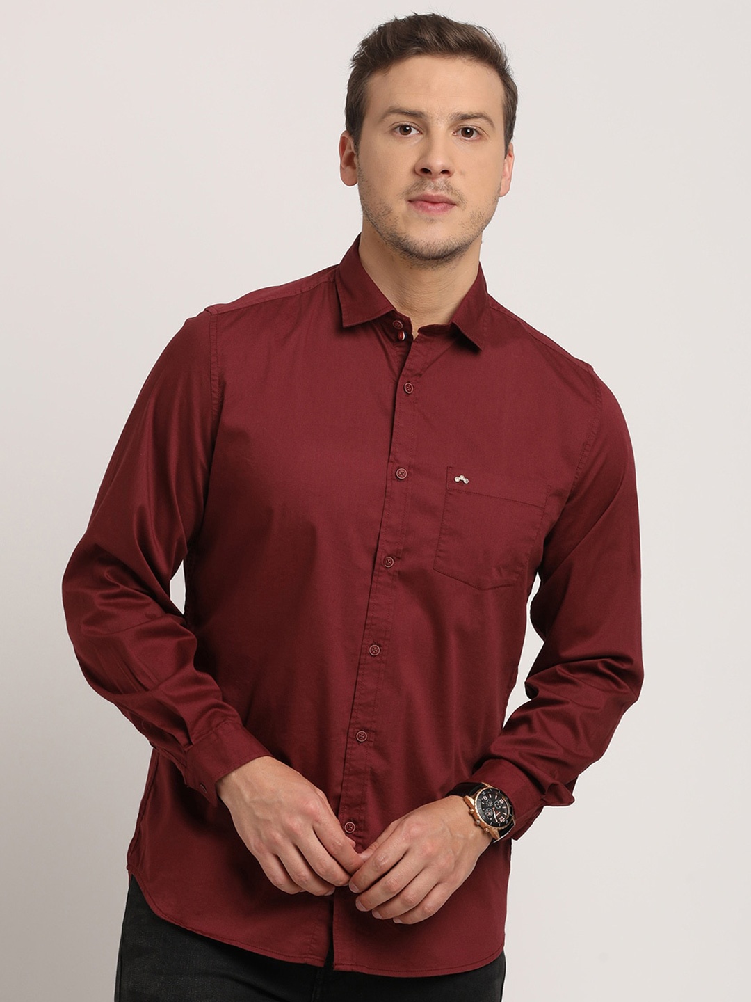 

Turtle Relaxed Slim Fit Cotton Casual Shirt, Maroon