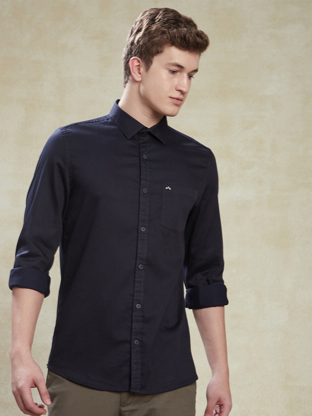 

Turtle Relaxed Slim Fit Pure Cotton Casual Shirt, Navy blue