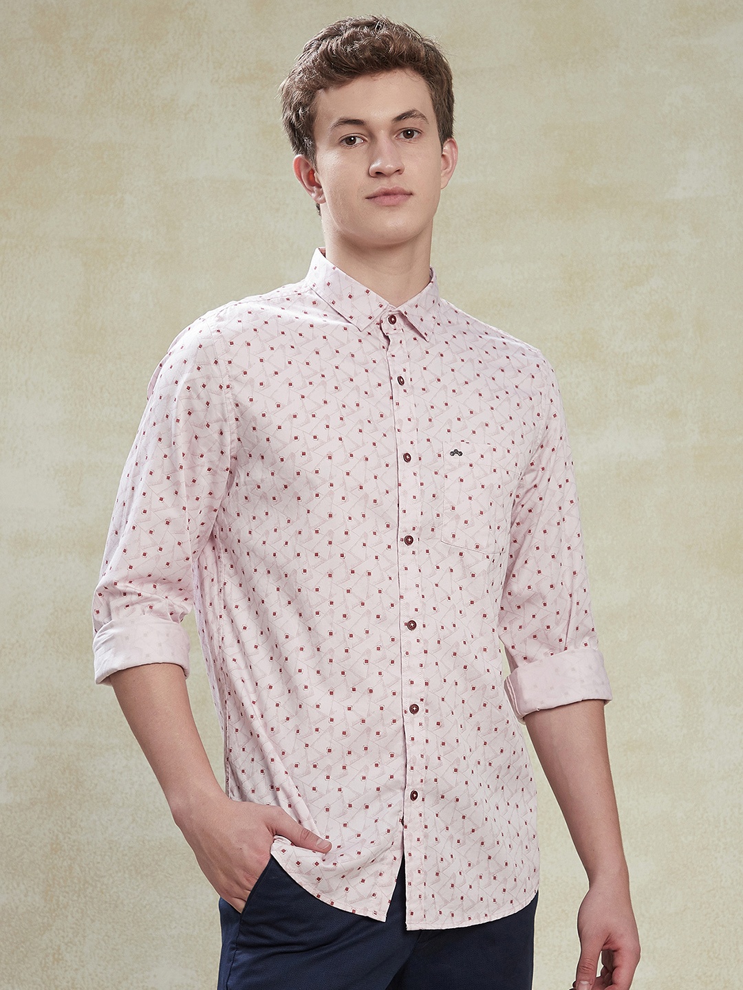 

Turtle Men Relaxed Slim Fit Floral Opaque Printed Casual Shirt, Pink