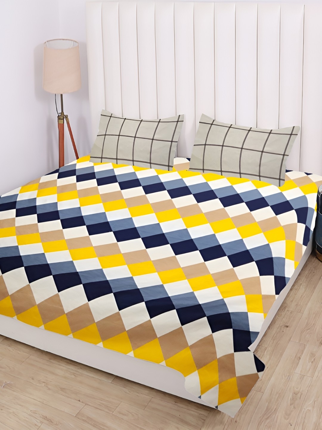 

RD TREND Multicoloured Geometric 210 TC King Bedsheet with 2 Pillow Covers, Multi