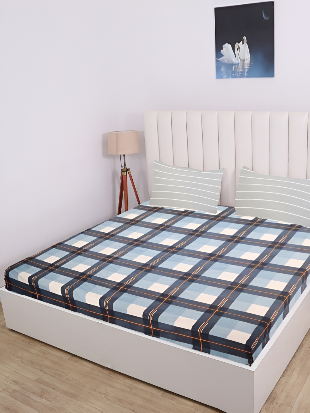 

RD TREND Multicoloured Geometric 210 TC King Bedsheet with 2 Pillow Covers, Multi