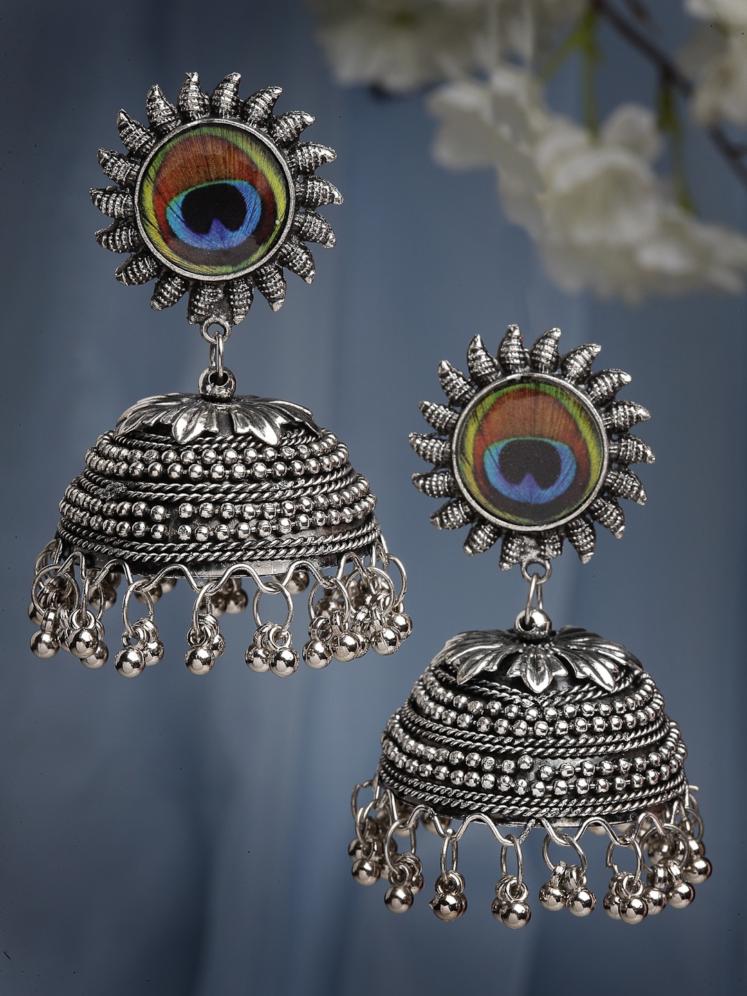 

CHUI MUI Silver-Plated Dome Shaped Jhumkas Earrings